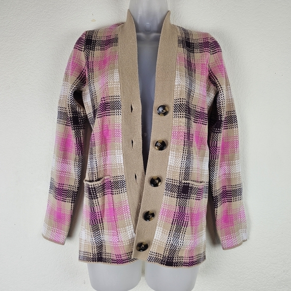 NWT Ann Taylor Plaid Boyfriend Cardigan - Picture 4 of 11